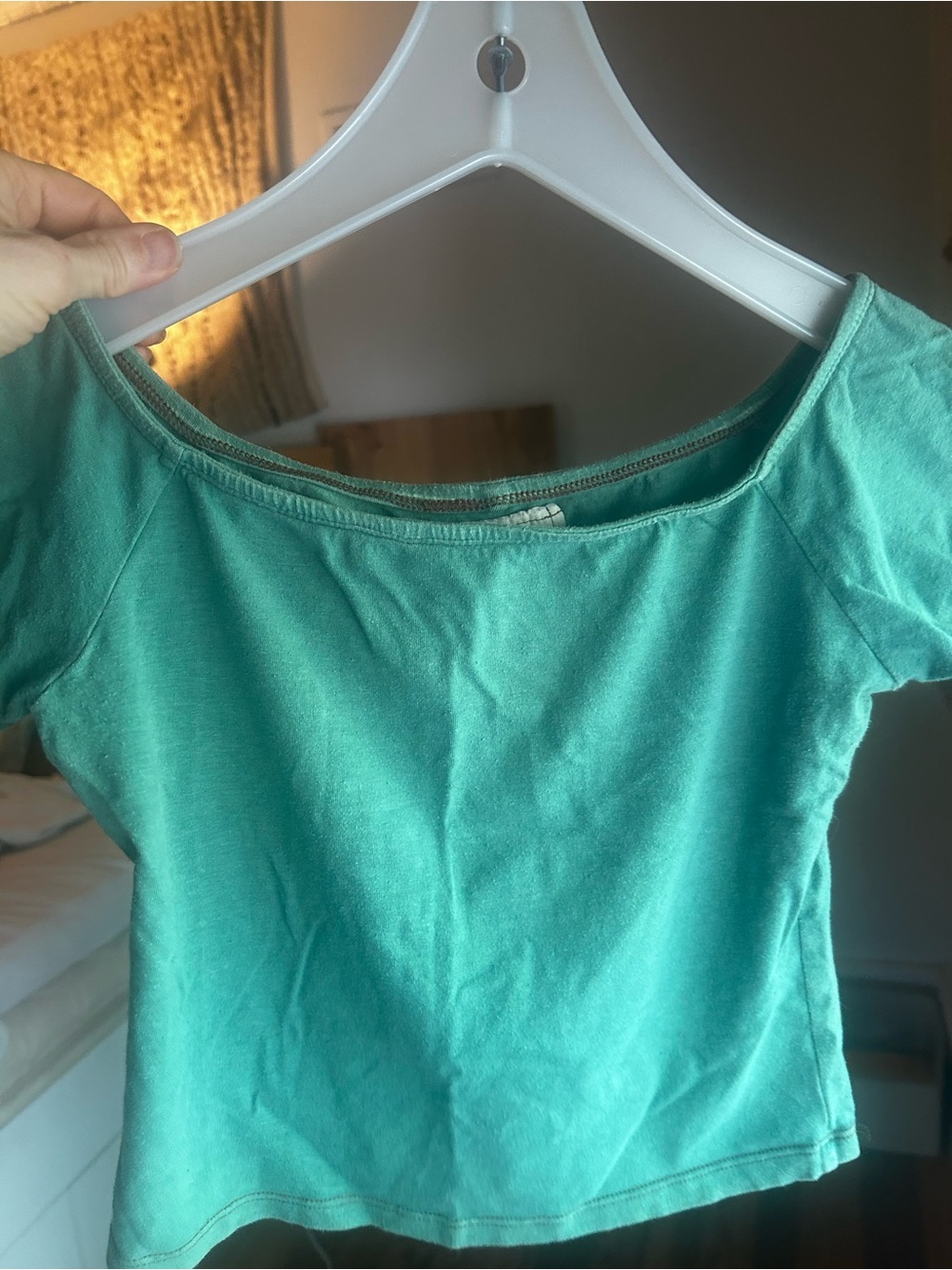 Bohemian Folk Clothing Cropped Tee Jade M